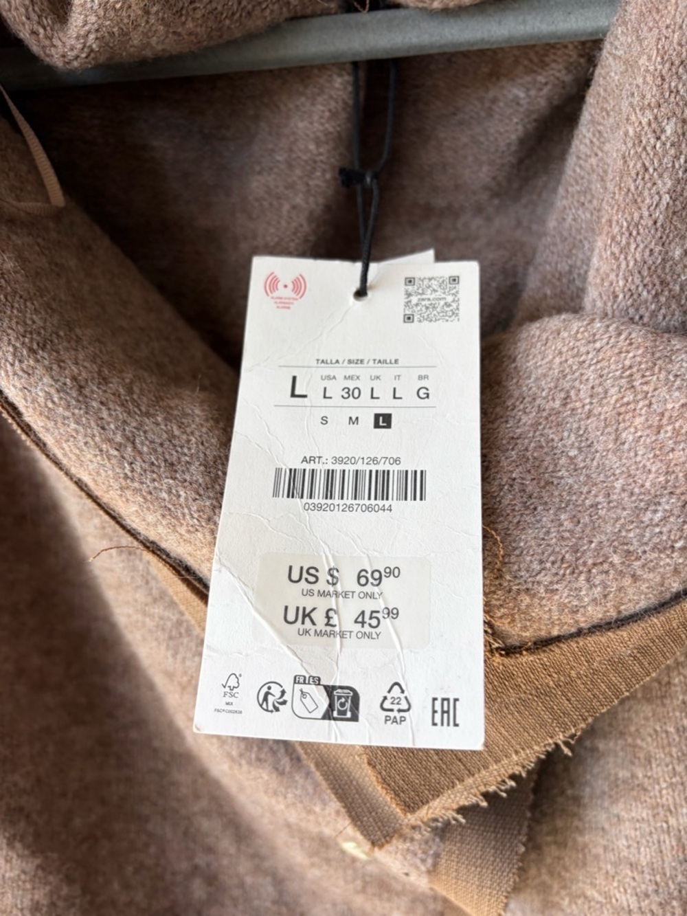 Zara Taupe Brown Button-Front Women's Cardigan - Picture 3 of 6